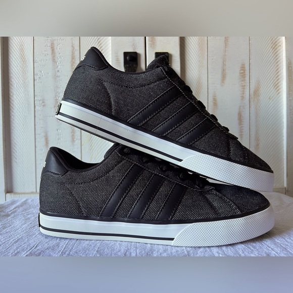 SALE Adidas Black Denim Sneakers NEO SE Daily Vulc - Picture 8 of 10